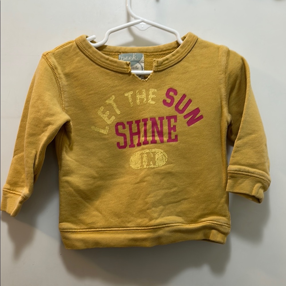 Yellow Kids Sweatshirt - Let the Sun Shine Size 12/18 Months